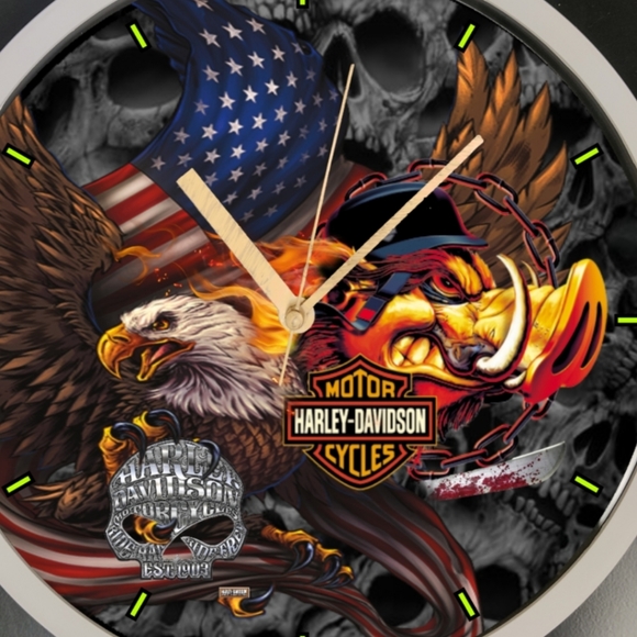 God Bless the USA Harley Davidson clock - Picture 6 of 6